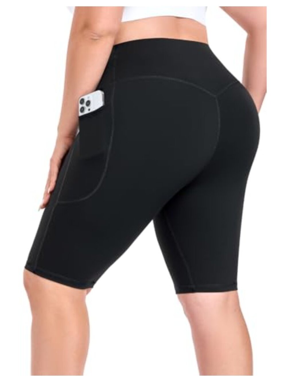 Plus Size 10" Biker Shorts High Waist Tummy Control with Pockets